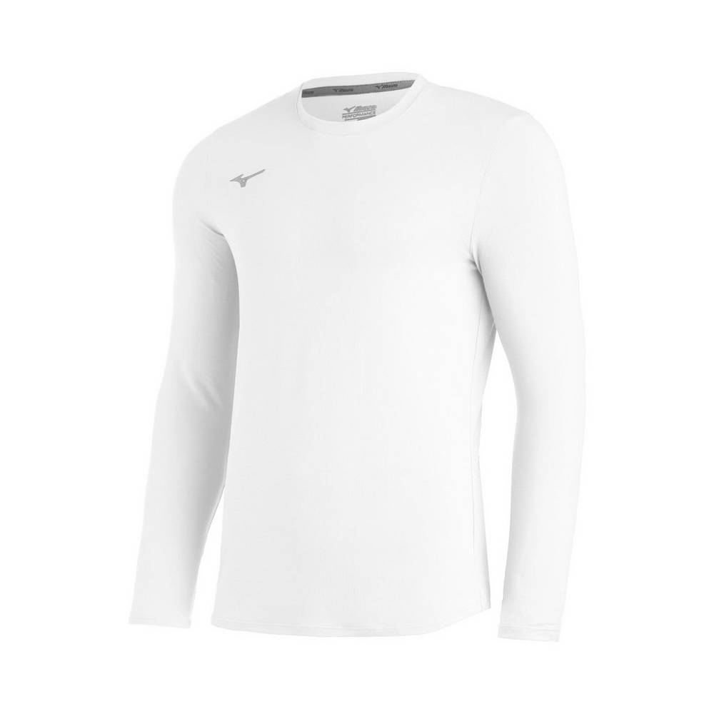 Mizuno Comp Diamond Long Sleeve Crew - Erkek Gömlek - Beyaz Türkiye (XVKLGH-910)